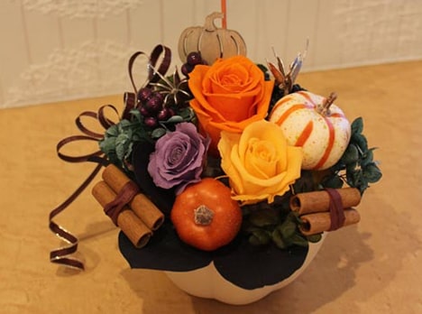 プリザーブドフラワー教室で作ったハロウィンの飾り